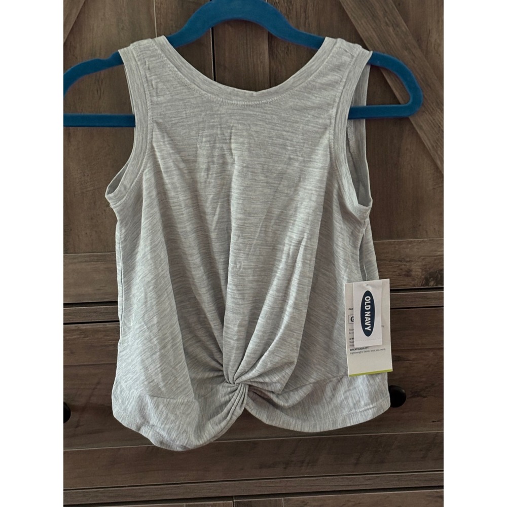 Old Navy Active Girls Breathe On Twist Front Tank Top Heather Gray XS 5 NWT